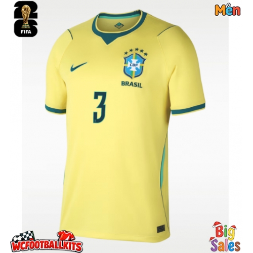 Brazil Gabriel Magalhaes #3 Replica Home Stadium Shirt World Cup 2026 Short Sleeve